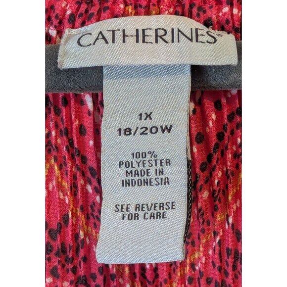 Catherines Top Women Plus sz 1X Artsy Pleated Sheer Stretch Boho Career Western - Picture 6 of 12